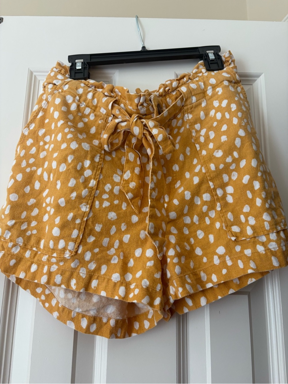 Jolt Mustard Yellow White Spot High-Waist Tie Shorts